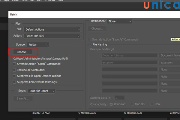 Chọn Choose để mở đường dẫn