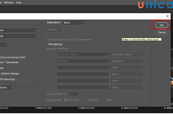 Thực hiện lệnh cắt hàng loạt