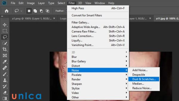 Chọn Dust & Scratches