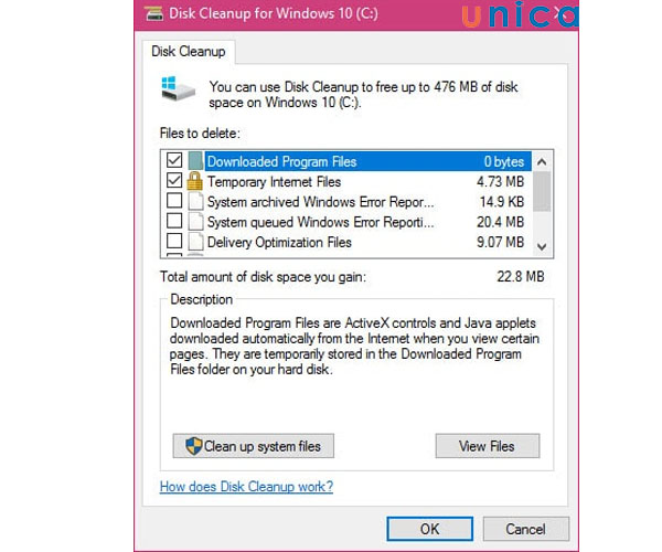 Chọn ok để xoá các file rác