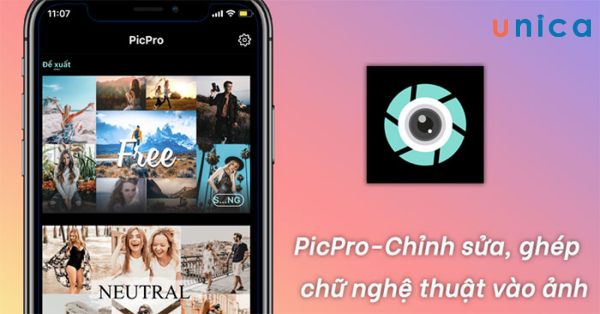 PicPro cho phép bạn thêm chữ vào ảnh với nhiều kiểu font và hiệu ứng khác nhau