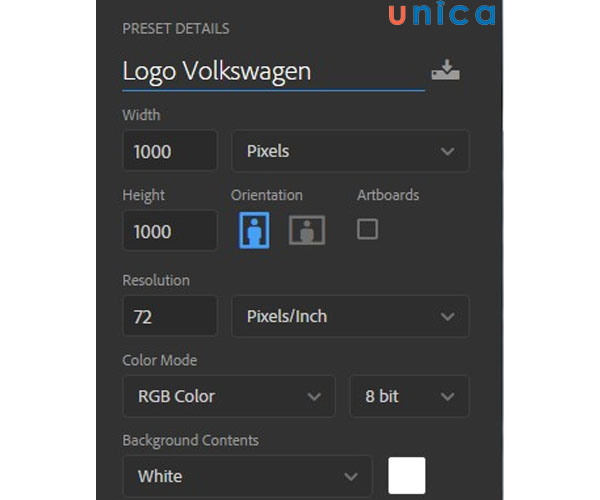 Nhập thông tin kích thước logo