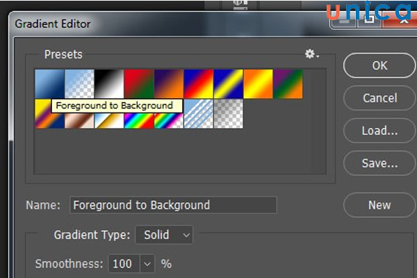Chọn chế độ đổ Foreground to Background