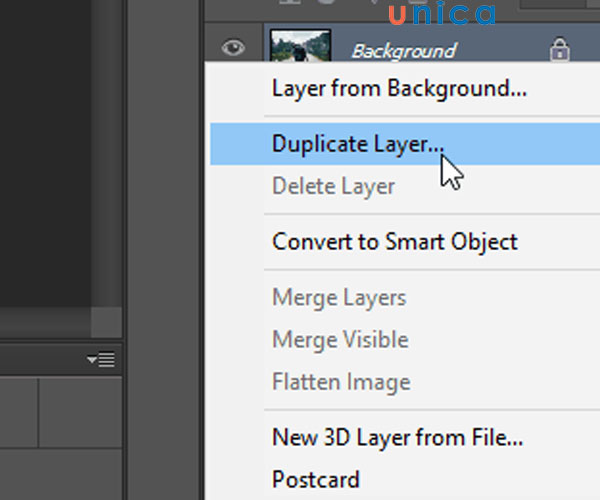 Chọn Duplicate Layer để tạo ra bản copy