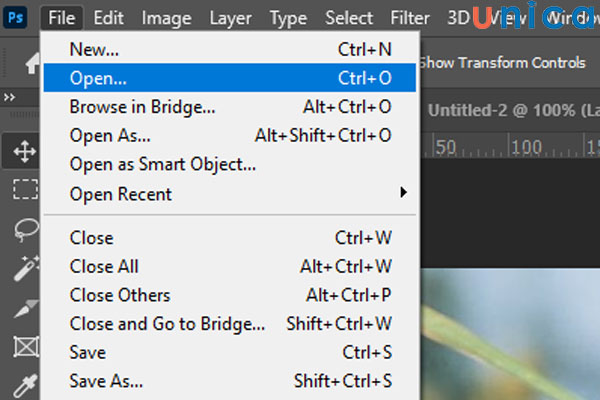 Chọn ảnh muốn tạo khung lên Photoshop