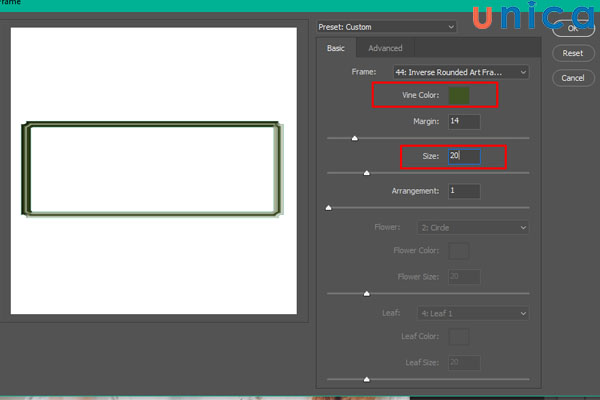 Chọn màu sắc và thay đổi Size