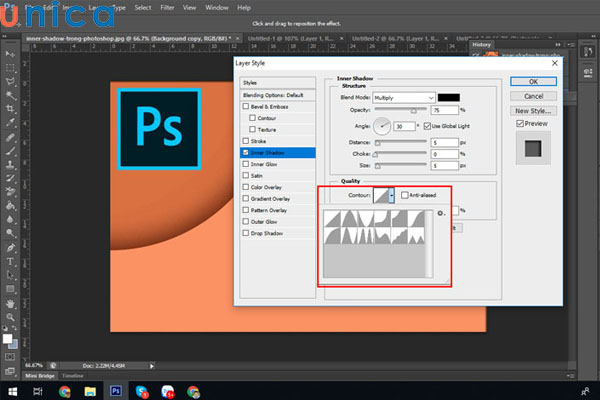 Áp dụng hiệu ứng Shadow hoặc Inner Glow để bức ảnh chân thực hơn