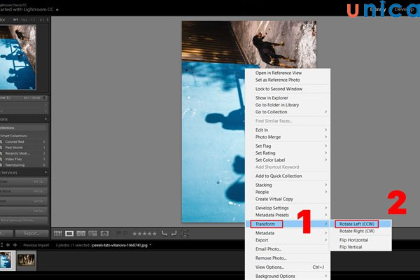 Chọn hướng muốn xoay ảnh