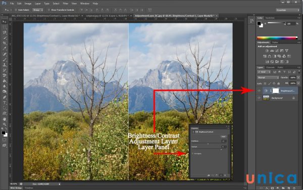 Adjustment Layers cho phép bạn thay đổi màu sắc, ánh sáng, độ tương phản,…