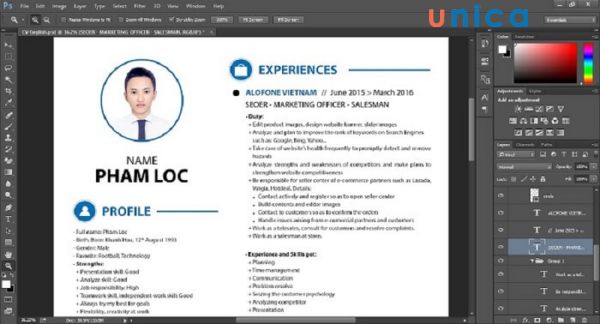 Cách thiết kế CV bằng pts