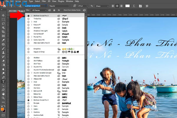 Lựa chọn font chữ để sử dụng