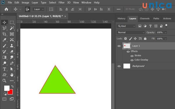 Kết quả vẽ hình tam giác