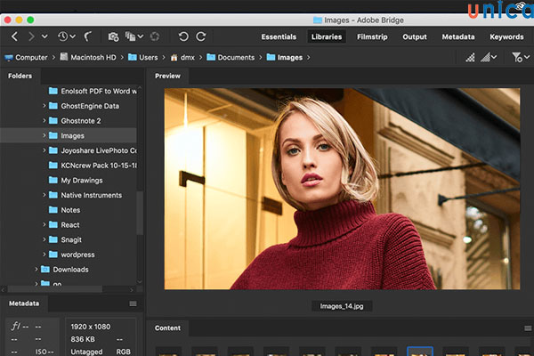 Adobe Bridge có tính năng xem trước toàn màn hình