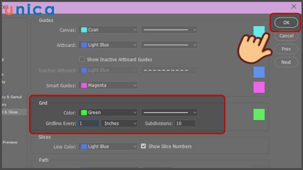 Nhấn OK để lưu những tùy chỉnh