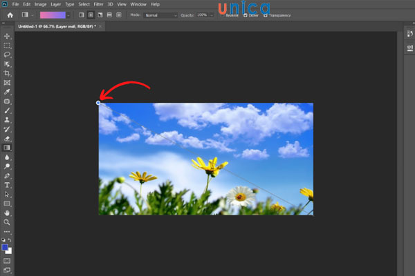 Tạo một đường chéo từ trên xuống dưới