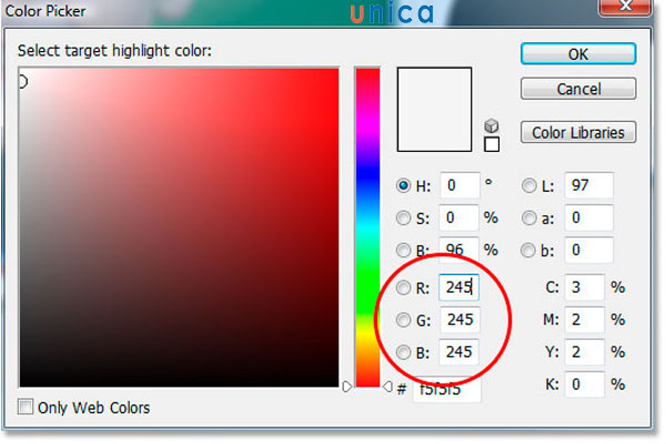 Nhập giá trị màu