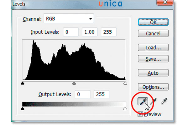 Nhập eyedropper chấm đen
