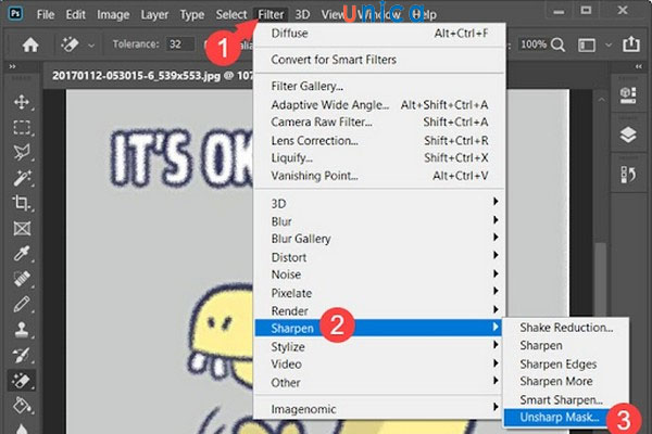 Chọn Unsharp Mask