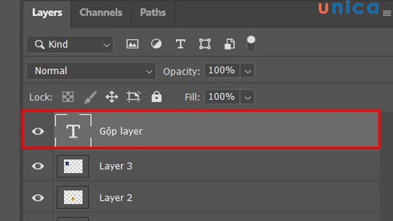 Nhấn chọn layer trên cùng