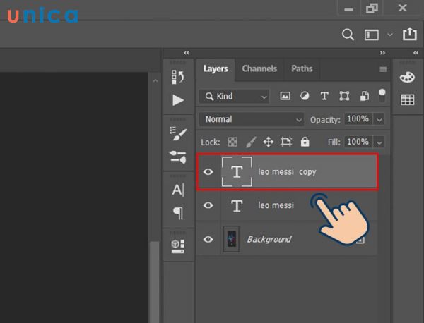 Bấm tổ hợp phím tắt Ctrl + J để nhân đôi layer