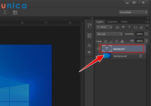 Chọn layer muốn chỉnh chữ
