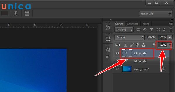 Click vào Fill chỉnh tỷ lệ %