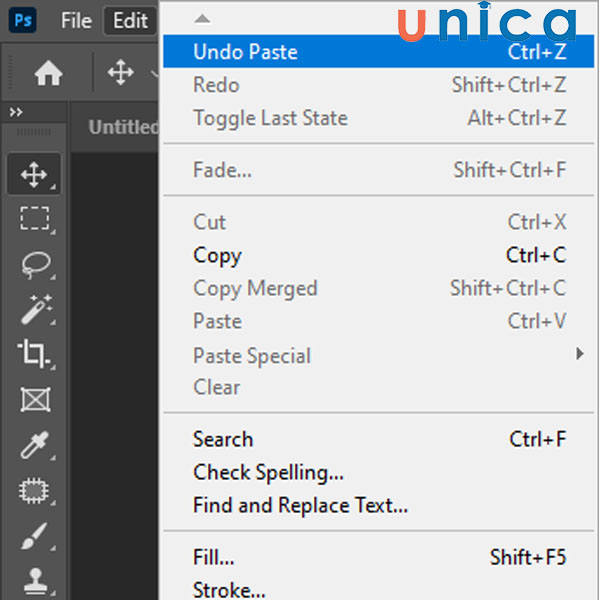 Undo bằng phím tắt Ctrl + Z