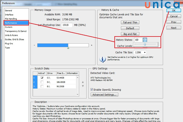 Cách tăng số lần undo trong Photoshop