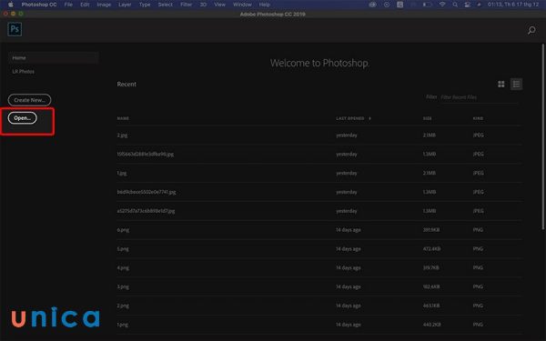 Nhấn open để vào kho ảnh