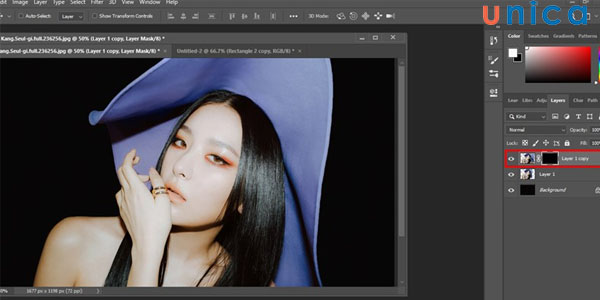 Đổ màu layer 1 copy thành đen