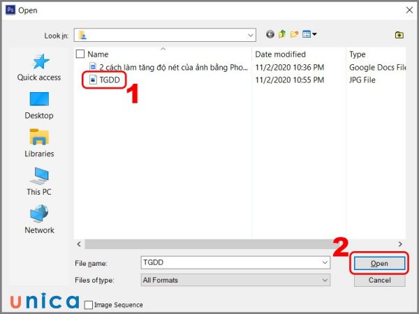 Chọn ảnh cần làm nét