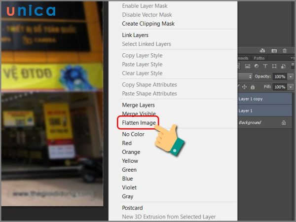 Chọn Flatten Image