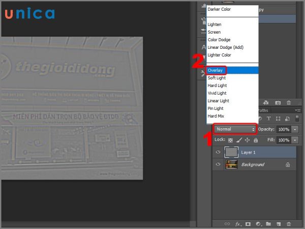 Thay đổi kiểu ghép lớp của lớp đã áp dụng High Pass thành Overlay