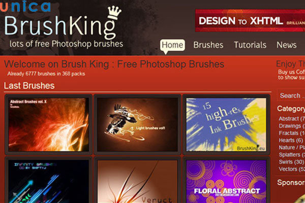 BrushKing là trang web cung cấp các bút vẽ Photoshop miễn phí