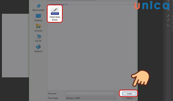 Chọn file Brush mũi tên