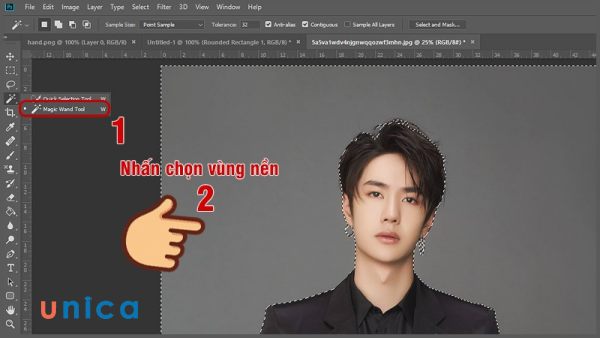 Nhấn chọn công cụ Magic Wand Tool