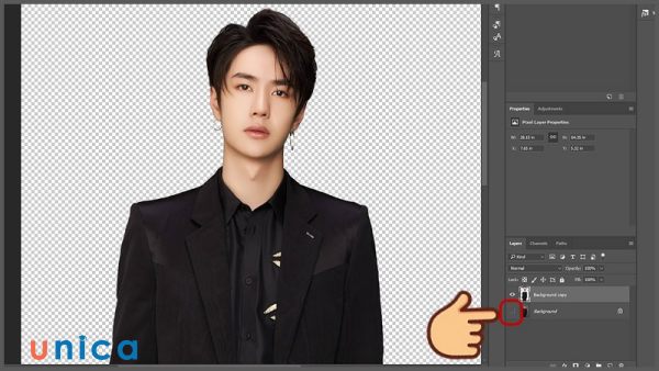 Bấm ẩn layer background để thấy rõ hơn