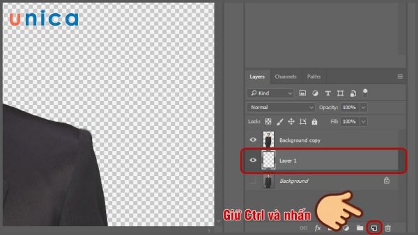 Tạo layer mới dưới layer vừa mới cắt