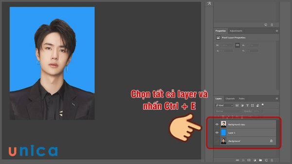 Nhấn tổ hợp Ctrl + E để gộp tất cả lại làm một
