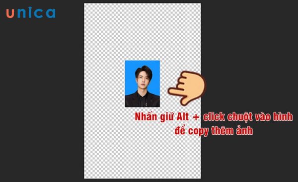 Copy hình ảnh bằng cách giữ phím Alt click chuột vào hình ảnh và di chuyển sắp xếp chúng trên khổ giấy