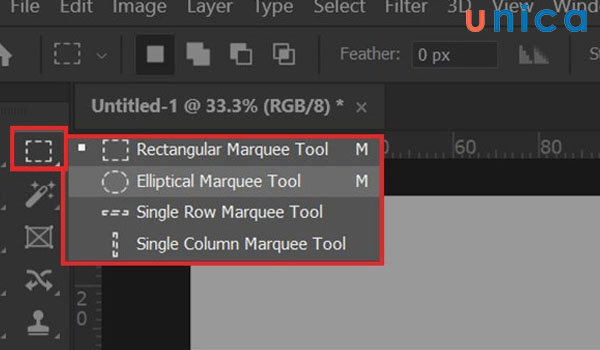 Chọn công cụ Elliptical Marquee Tool để vẽ