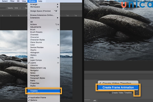Chọn Create Frame Animation để tạo khung hình mới tiếp theo