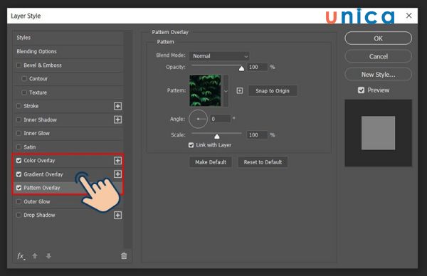 Color, Gradient, và Pattern Overlay