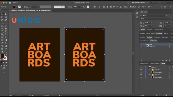 Sao chép và di chuyển Artboard