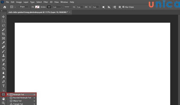 Chọn công cụ Rectangle Tool