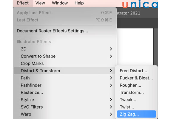 Chọn hiệu ứng Zig Zag