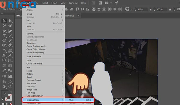Tiến hành cắt ảnh trong Illustrator