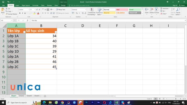 Chọn 1 cột dữ liệu