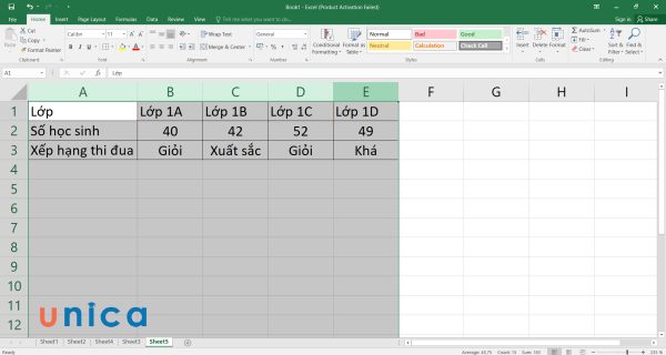 Chọn nhiều cột dữ liệu trong Excel