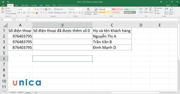 Cách thêm số 0 vào đầu dãy số trong excel